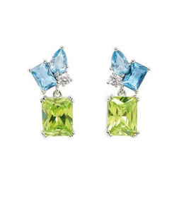 Boucles d'oreilles Femme GO Mademoiselle en argent 925/1000 rhodié, oxydes de zirconium multicolores 602623