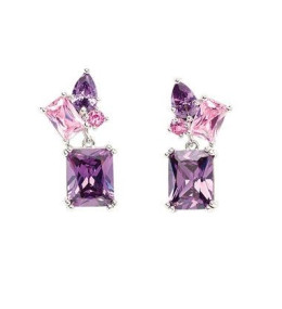 Boucles d'oreilles Femme GO Mademoiselle en argent 925/1000 rhodié, oxydes de zirconium multicolores 602624