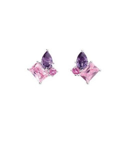 Boucles d'oreilles Femme GO Mademoiselle en argent 925/1000 rhodié, oxydes de zirconium multicolores 602625