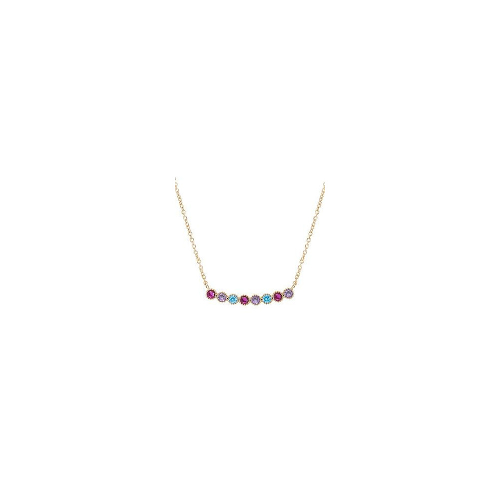 Collier Femme GO Mademoiselle en Plaqué or, oxydes de zirconium multicolores 604121