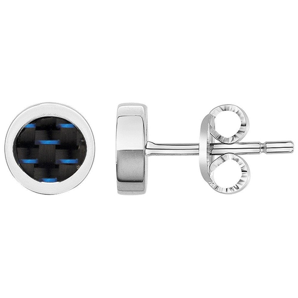 Boucles d'oreilles acier et carbone bleu Phebus Legend 87-0057
