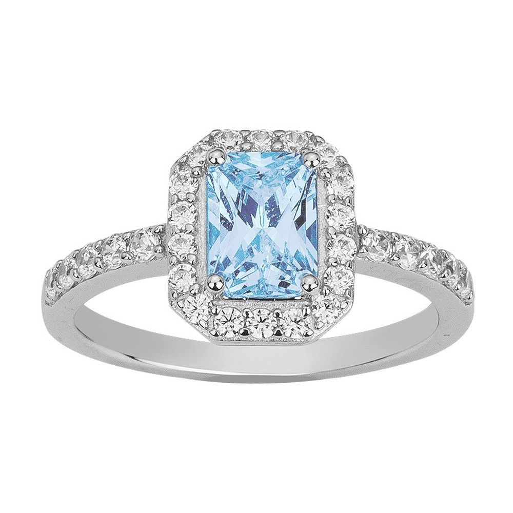 La Bague argent 925/1000, 1 spinelle bleue et 28 oxydes de zirconium by Stauffer