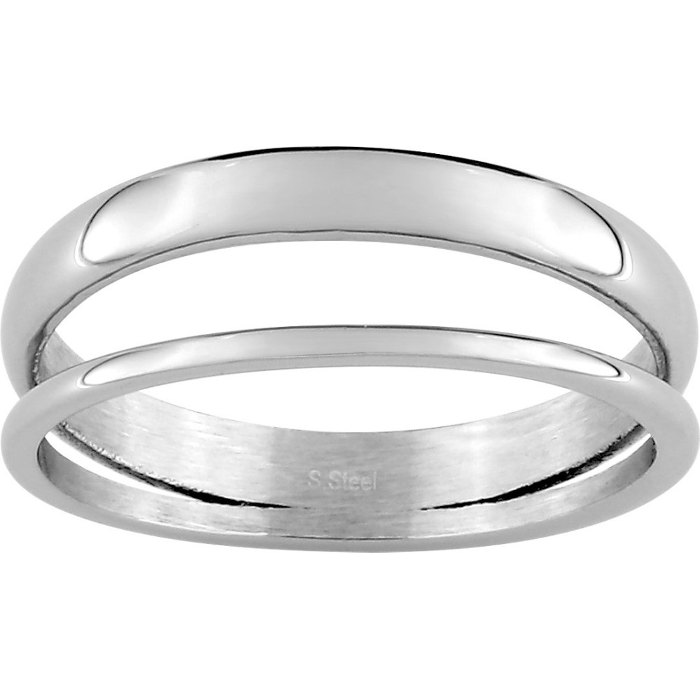 La Bague acier double anneaux, largeur 5 mm by Stauffer La Bague acier double anneaux, largeur 5 mm by Stauffer