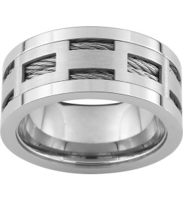 La Bague acier avec cables, largeur 10 mm by Stauffer
