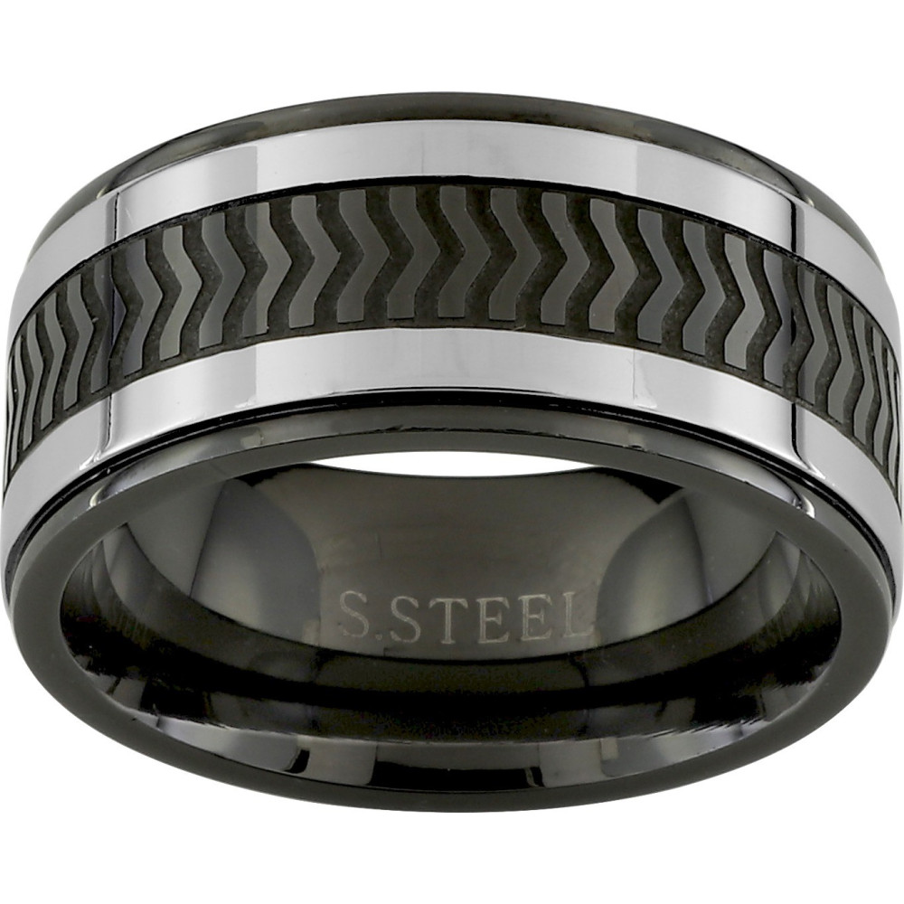 La Bague acier bicolore avec liserets, largeur 10 mm by Stauffer