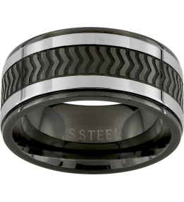 La Bague acier bicolore avec liserets, largeur 10 mm by Stauffer