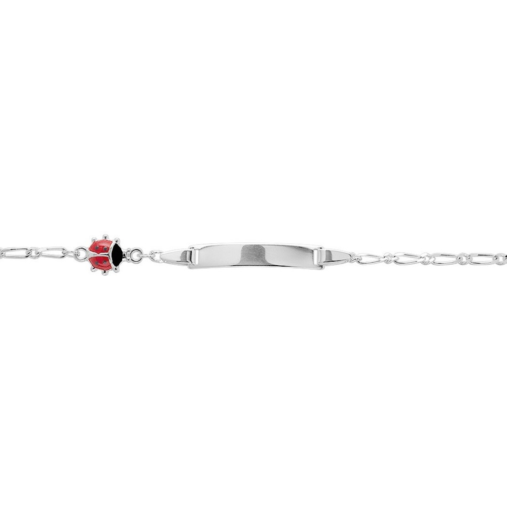 La Gourmette bébé argent 925/1000, motif coccinelle, mailles alternées 1+1 by Stauffer