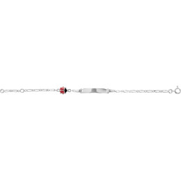 La Gourmette bébé argent 925/1000, motif coccinelle, mailles alternées 1+1 by Stauffer