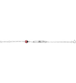 La Gourmette bébé argent 925/1000, motif coccinelle, mailles alternées 1+1 by Stauffer