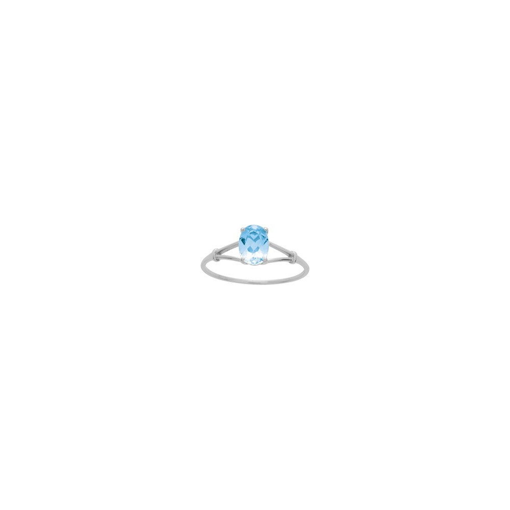 Bague or gris 375/1000, Topaze bleue traitée, taille ovale by Stauffer