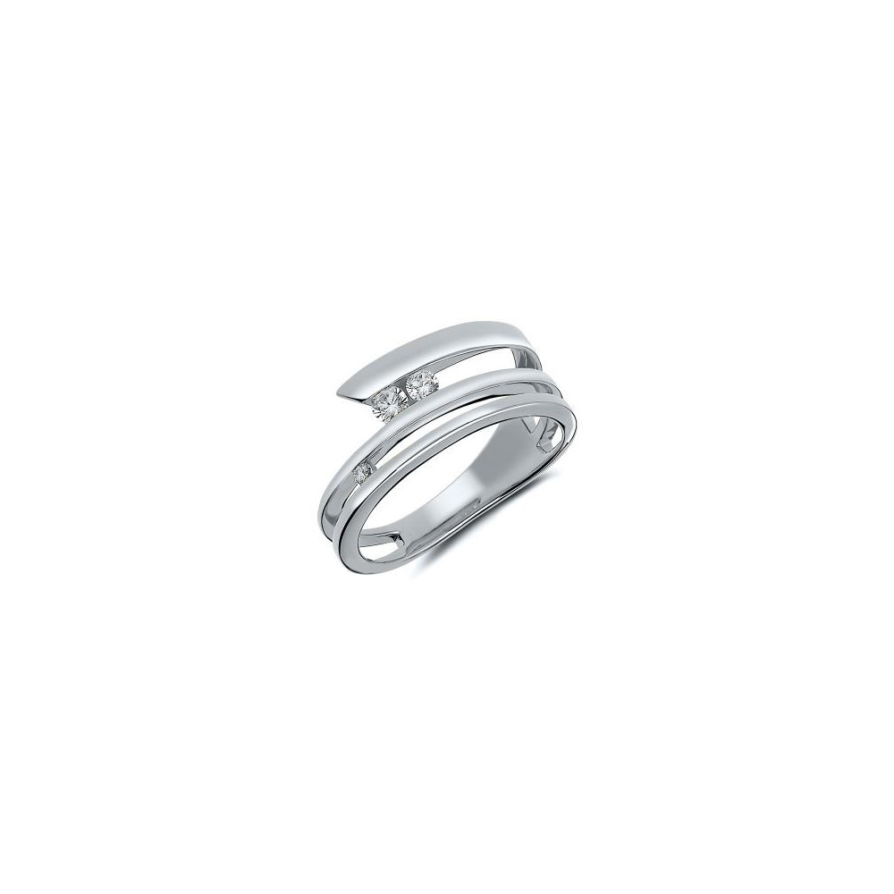La Bague or gris 750/1000, trilogie diamants 0,17 carat, taille brillant by Stauffer