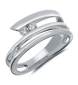 La Bague or gris 750/1000, trilogie diamants 0,17 carat, taille brillant by Stauffer