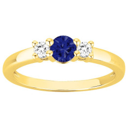 Bague Plaqué Or et 1 spinelle bleue et 2 oxydes de zirconium by Stauffer Ref. 76100298
