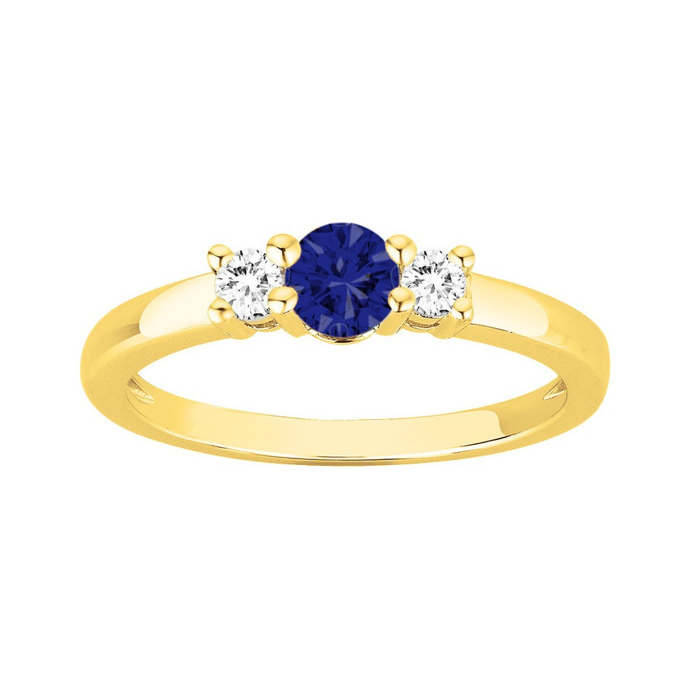 Bague Plaqué Or et 1 spinelle bleue et 2 oxydes de zirconium by Stauffer Ref. 76100298