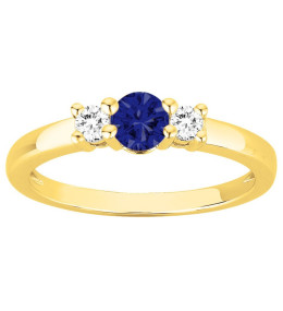 Bague Plaqué Or et 1 spinelle bleue et 2 oxydes de zirconium by Stauffer Ref. 76100298