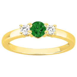 Bague Plaqué Or et 1 spinelle verte et 2 oxydes de zirconium by Stauffer Ref. 76100297