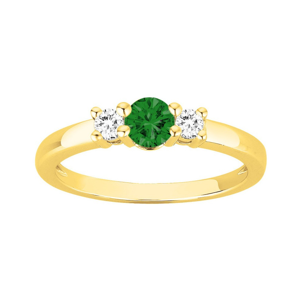 Bague Plaqué Or et 1 spinelle verte et 2 oxydes de zirconium by Stauffer Ref. 76100297