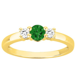 Bague Plaqué Or et 1 spinelle verte et 2 oxydes de zirconium by Stauffer Ref. 76100297