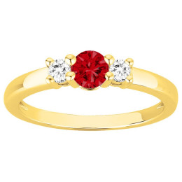 Bague Plaqué Or et 1 spinelle rouge et 2 oxydes de zirconium by Stauffer Ref. 76100296