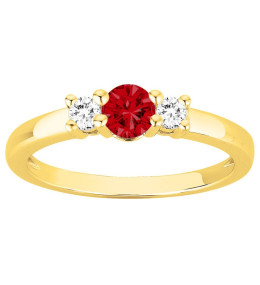 Bague Plaqué Or et 1 spinelle rouge et 2 oxydes de zirconium by Stauffer Ref. 76100296