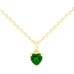 Le Collier plaqué or, forme coeur avec 1 spinelle verte by Stauffer