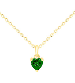 Le Collier plaqué or, forme coeur avec 1 spinelle verte by Stauffer