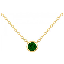 Le Collier plaqué or, serti clos avec 1 spinelle verte by Stauffer