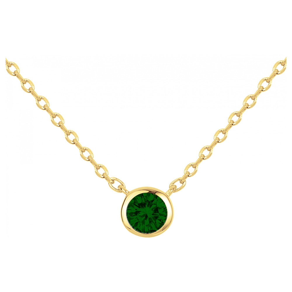 Le Collier plaqué or, serti clos avec 1 spinelle verte by Stauffer
