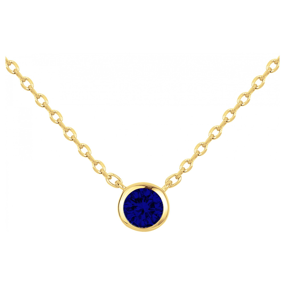 Le Collier plaqué or, serti clos avec 1 spinelle bleue by Stauffer
