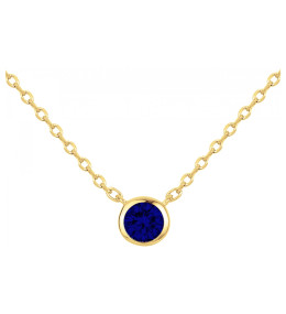 Le Collier plaqué or, serti clos avec 1 spinelle bleue by Stauffer