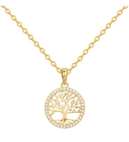 Le Collier plaqué or, motif arbre de vie et 46 oxydes de zirconium by Stauffer