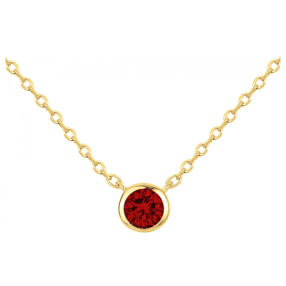 Le Collier plaqué or, serti clos avec 1 spinelle rouge by Stauffer