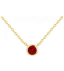 Le Collier plaqué or, serti clos avec 1 spinelle rouge by Stauffer