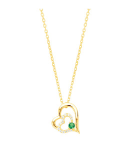 Le Collier plaqué or, forme coeur avec 1 spinelle verte et 15 oxydes de zirconium by Stauffer