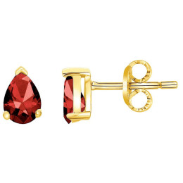 Boucles d'oreilles plaqué or avec 2 spinelles rouges by Stauffer