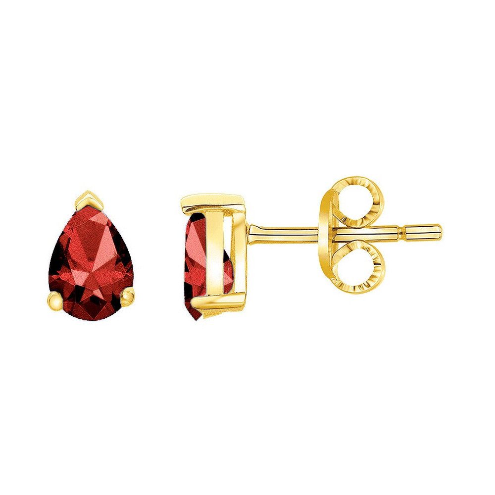 Boucles d'oreilles plaqué or avec 2 spinelles rouges by Stauffer