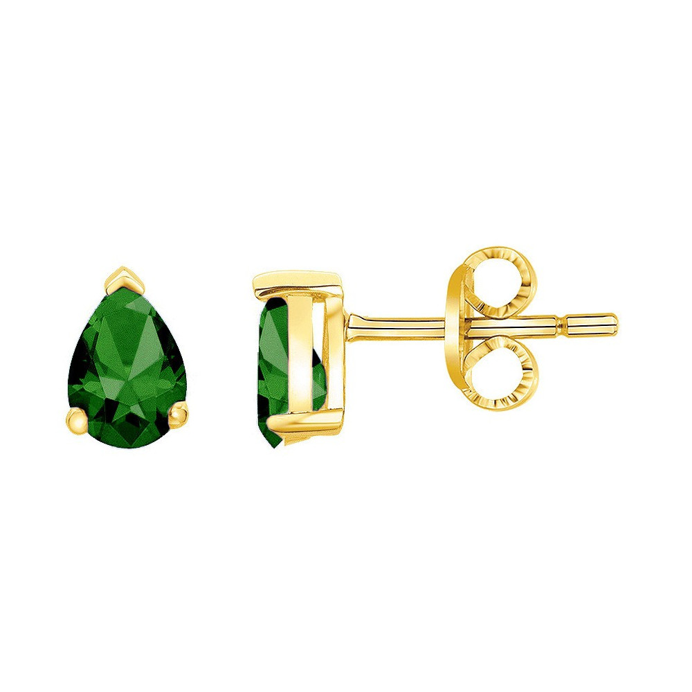 Boucles d'oreilles plaqué or avec 2 spinelles vertes by Stauffer