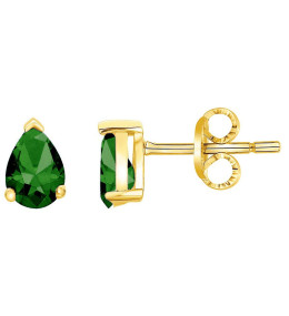 Boucles d'oreilles plaqué or avec 2 spinelles vertes by Stauffer