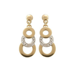 Les Boucles d'oreilles or jaune 750/1000, diamants 0,01 carat, taille brillant by Stauffer