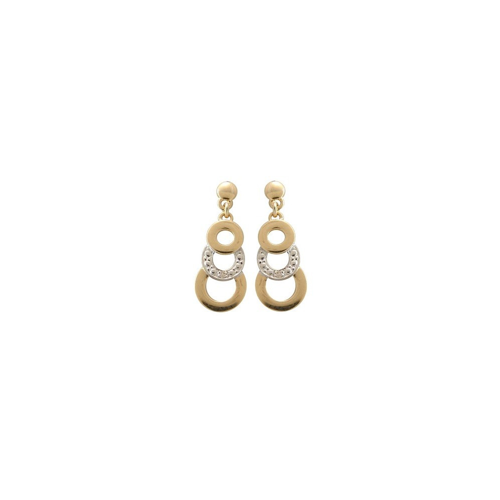 Les Boucles d'oreilles or jaune 750/1000, diamants 0,01 carat, taille brillant by Stauffer