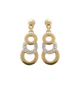 Les Boucles d'oreilles or jaune 750/1000, diamants 0,01 carat, taille brillant by Stauffer