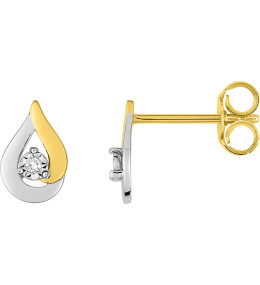 Les Boucles d'oreilles or bicolore 750/1000, diamants 0,01 carat, taille brillant by Stauffer