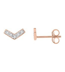 Les Boucles d'oreilles or rose 750/1000, diamants 0,04 carat, taille brillant by Stauffer