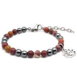 Bracelet STILIVITA en acier - Collection équilibre - ASCENSION & DEBLOCAGE - mookaite - hématite - fleur de lotus SI 334