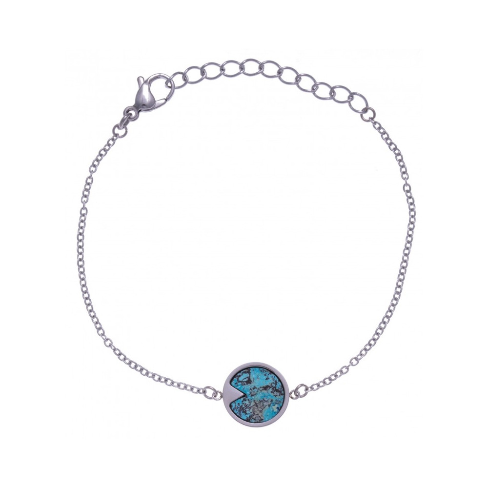 Le Bracelet acier, chrysocolle de 12 mm, Yola - IG 305