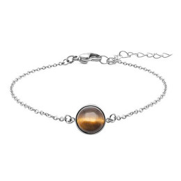 Bracelet acier, cabochon oeil de tigre de 11 mm, ODENA - IG 319