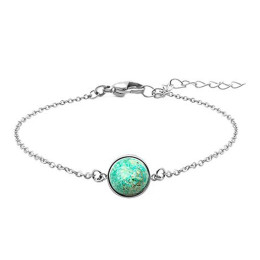 Bracelet acier, cabochon chrysocolle de 11 mm, ODENA - IG 333