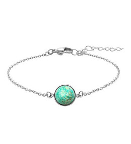 Bracelet acier, cabochon chrysocolle de 11 mm, ODENA - IG 333