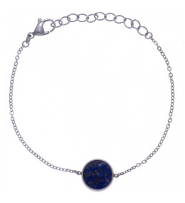 Le Bracelet acier, recto-verso, Lapis lazuli et onyx de 14 mm, Yola - IG 336