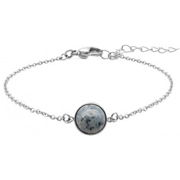 Bracelet acier, cabochon jaspe sésame de 11 mm, ODENA - IG 366